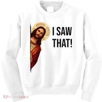 Funny Jesus Christ I Saw That Meme Religious Cool Retro God Kids Sweatshirt thumb 0