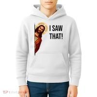 Funny Jesus Christ I Saw That Meme Religious Cool Retro God Kids Hoodie thumb 4