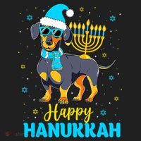 Funny Jewish Dachshund Menorah Happy Hanukkah Chanukah Hat thumb 2