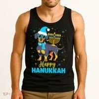 Funny Jewish Dachshund Menorah Happy Hanukkah Chanukah Tank Top thumb 3
