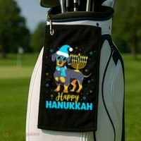 Funny Jewish Dachshund Menorah Happy Hanukkah Chanukah Golf Towel thumb 2