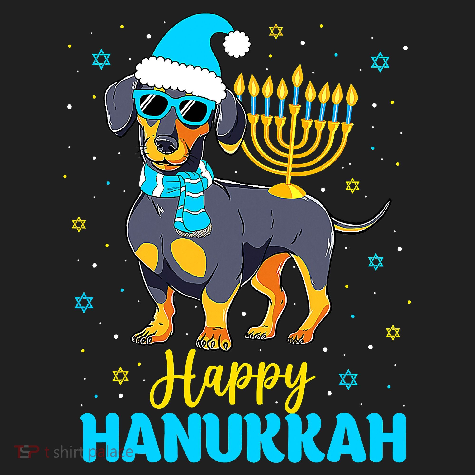 Funny Jewish Dachshund Menorah Happy Hanukkah Chanukah Golf Towel