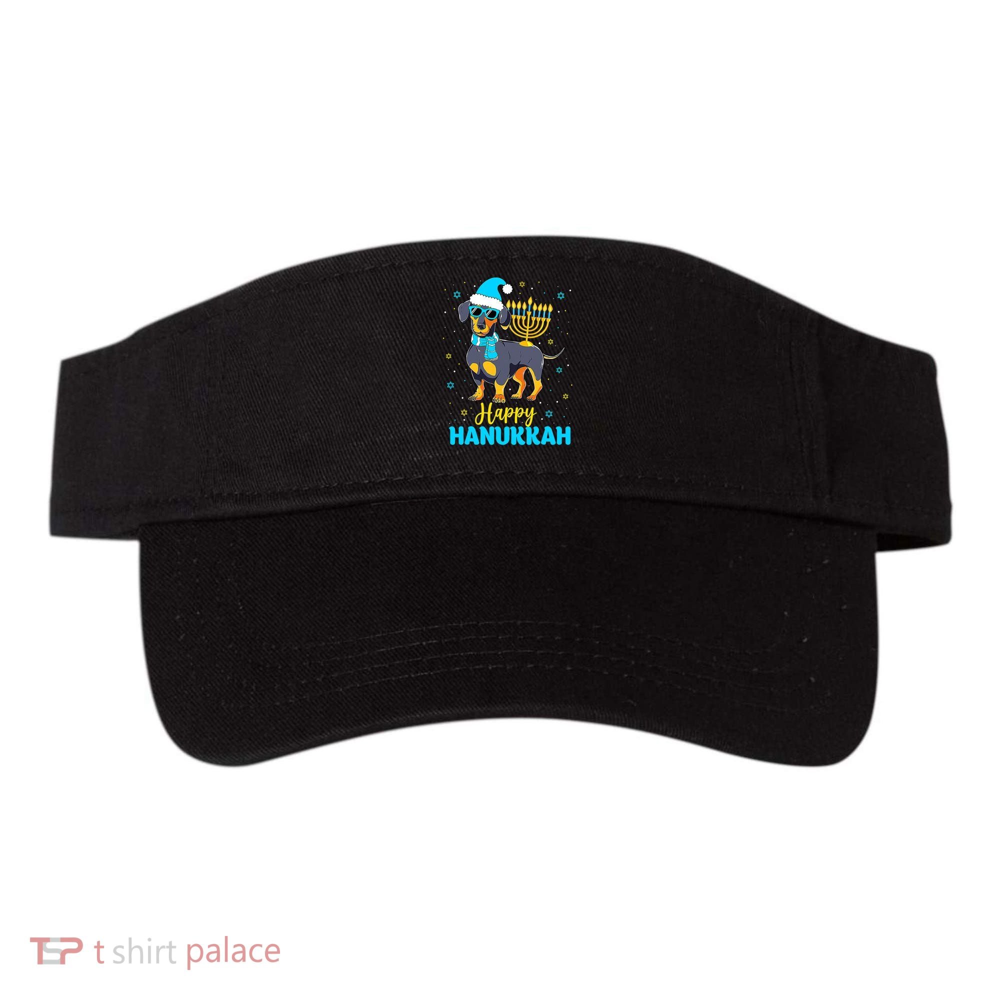 Funny Jewish Dachshund Menorah Happy Hanukkah Chanukah Visor