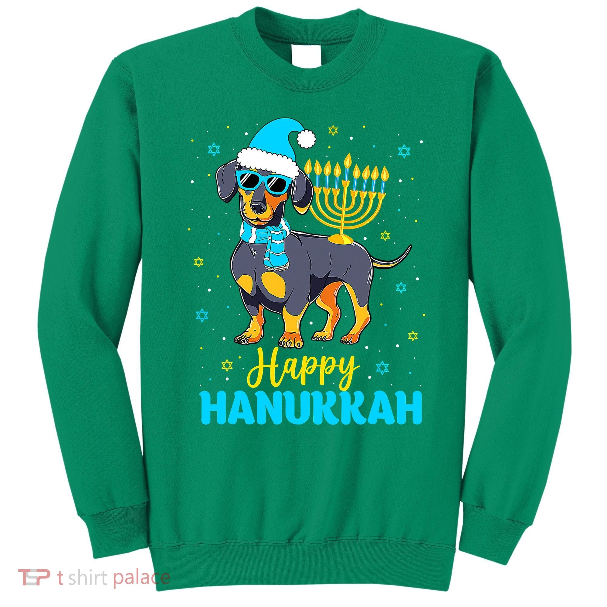 Funny Jewish Dachshund Menorah Happy Hanukkah Chanukah Sweatshirt