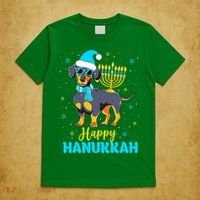 Funny Jewish Dachshund Menorah Happy Hanukkah Chanukah T-Shirt thumb 5