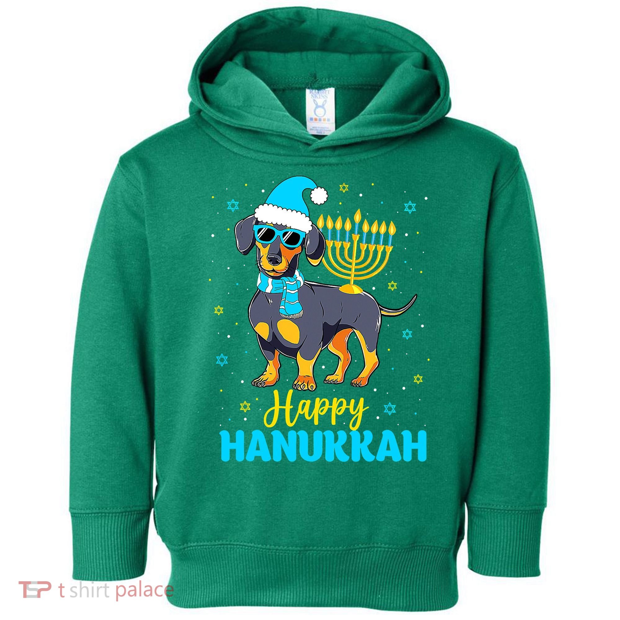 Funny Jewish Dachshund Menorah Happy Hanukkah Chanukah Toddler Hoodie