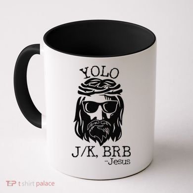 Funny Jesus Easter YOLO JK BRB Texting Premium Coffee Mug