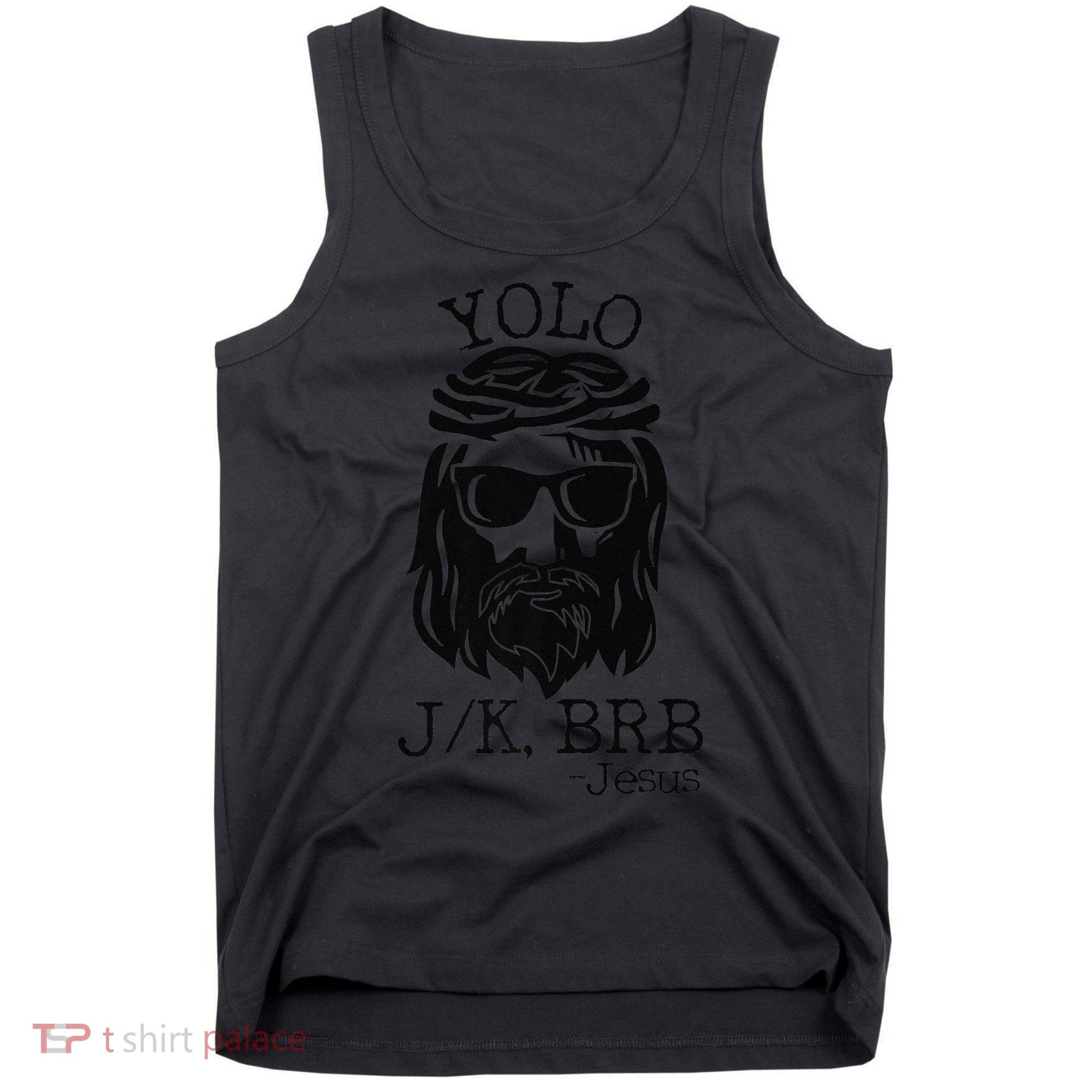 Funny Jesus Easter YOLO JK BRB Texting Premium Tank Top