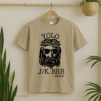 Funny Jesus Easter YOLO JK BRB Texting Premium T-Shirt thumb 2