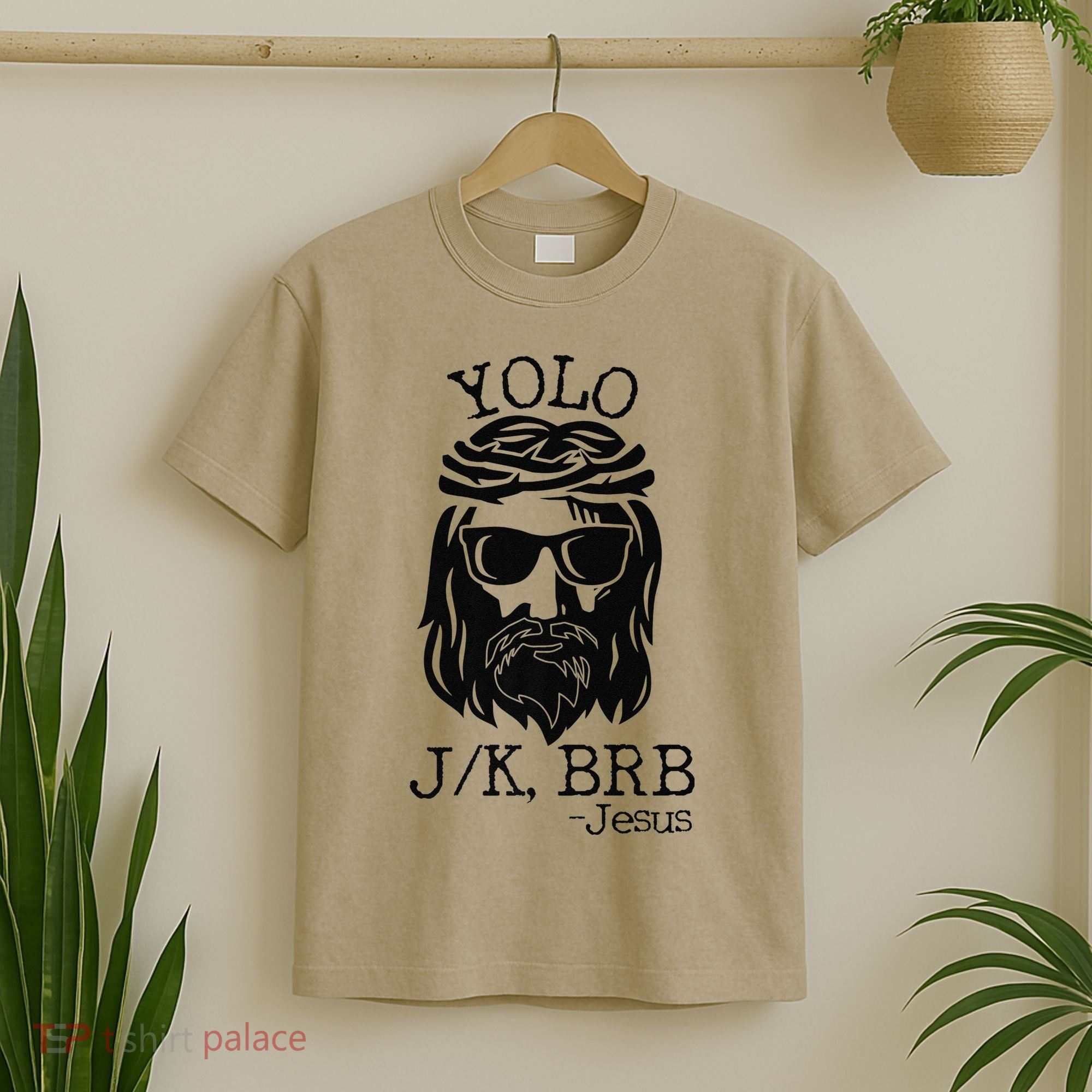 Funny Jesus Easter YOLO JK BRB Texting Premium T-Shirt
