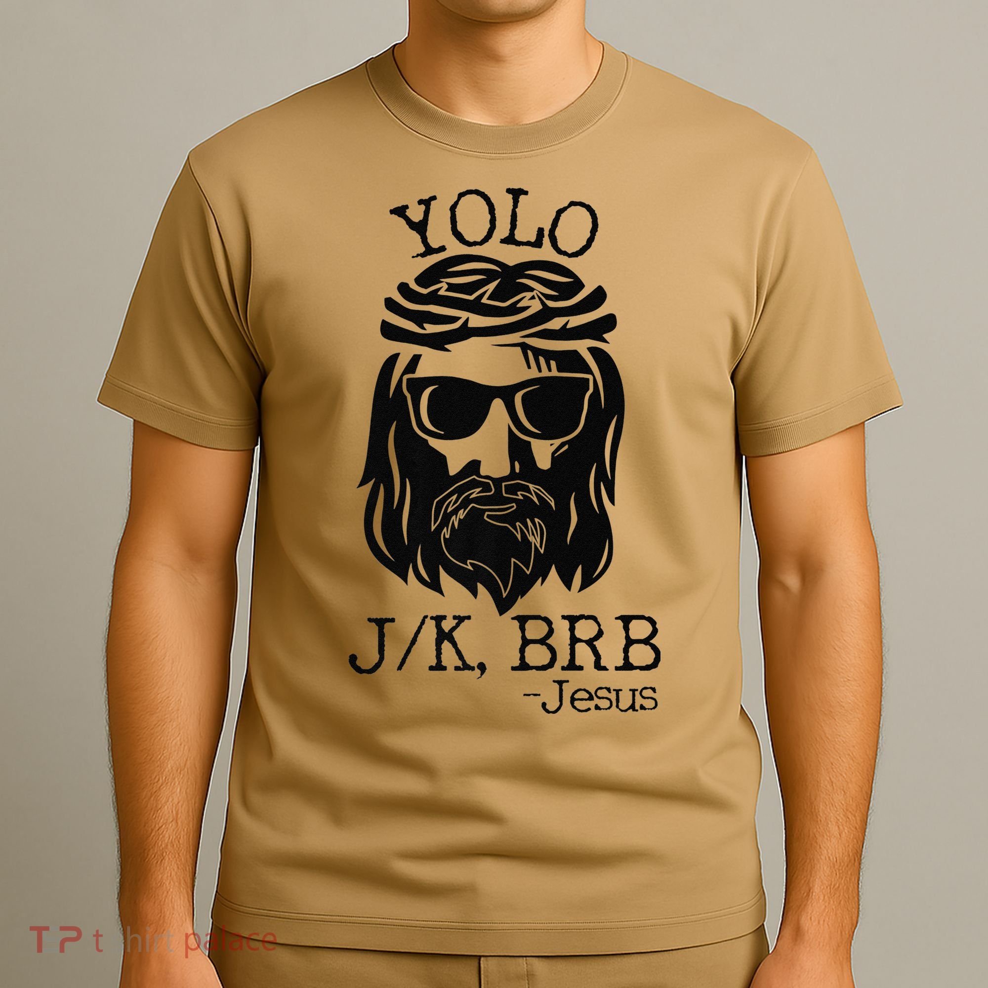 Funny Jesus Easter YOLO JK BRB Texting Premium T-Shirt