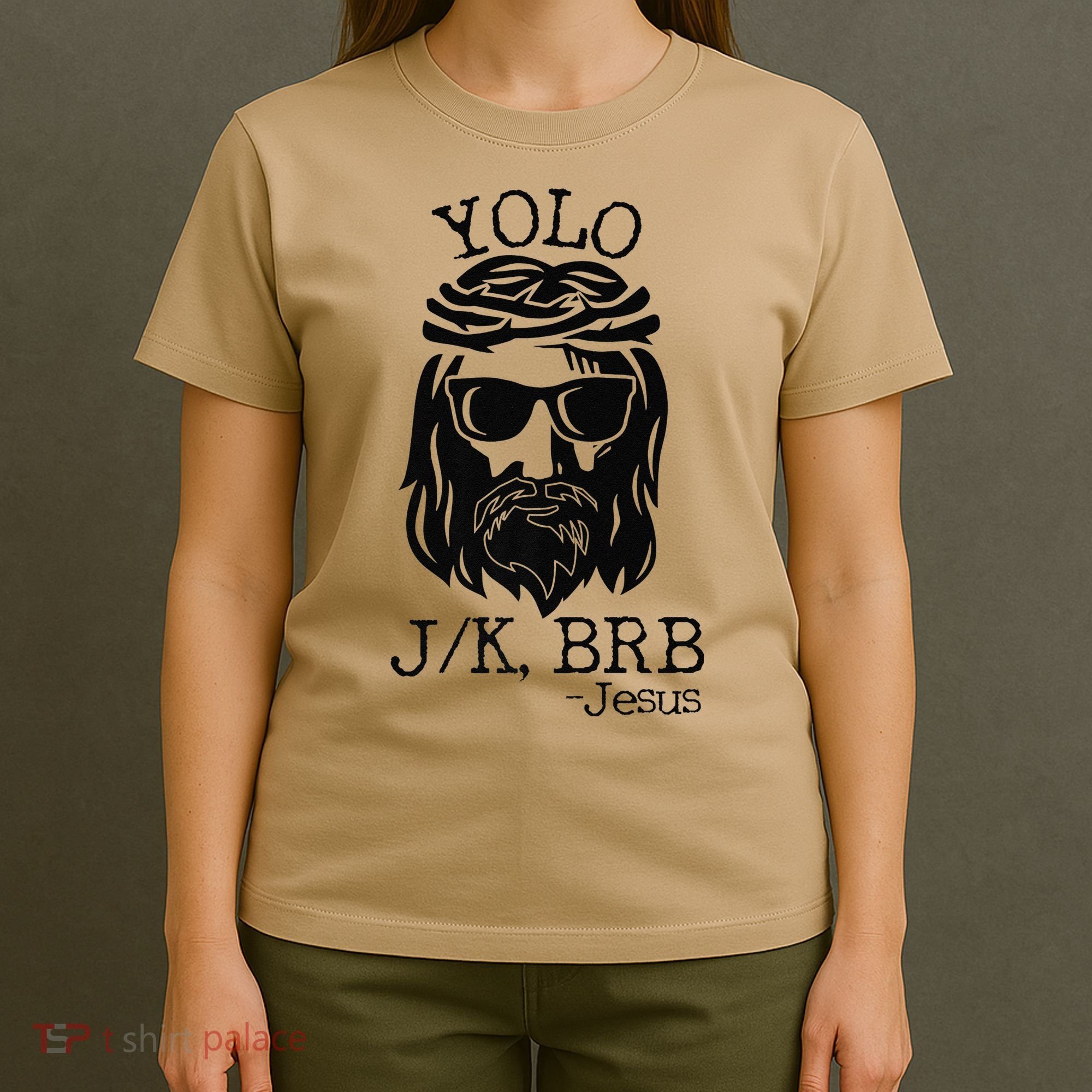 Funny Jesus Easter YOLO JK BRB Texting Premium T-Shirt