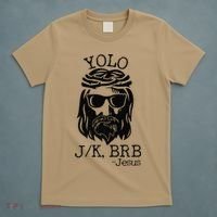 Funny Jesus Easter YOLO JK BRB Texting Premium T-Shirt thumb 5