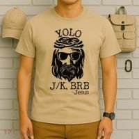 Funny Jesus Easter YOLO JK BRB Texting Premium T-Shirt thumb 6