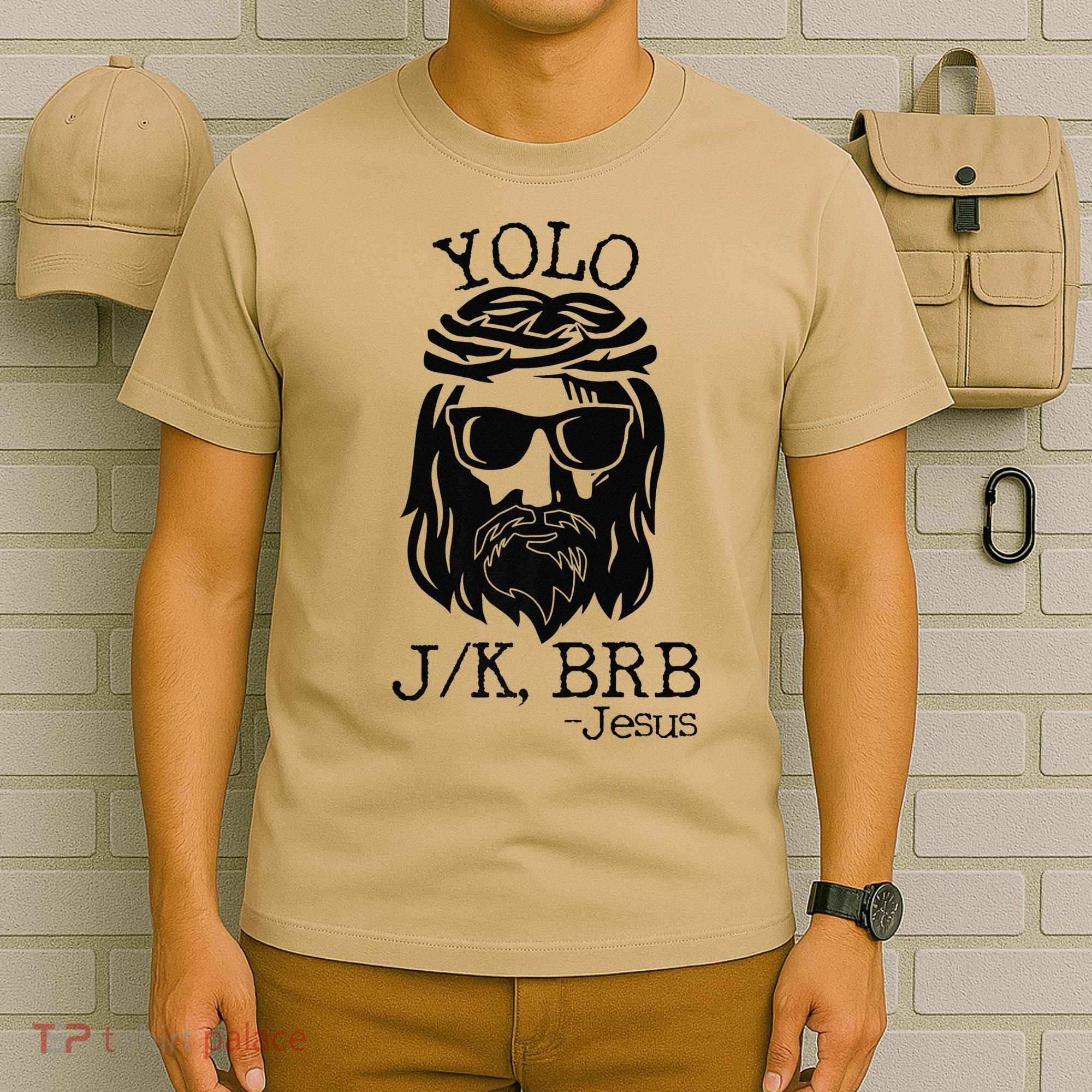 Funny Jesus Easter YOLO JK BRB Texting Premium T-Shirt