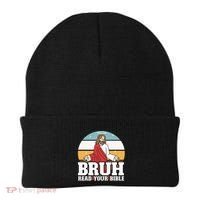 Funny Jesus Gifts Christian Bruh Read Your Bible Beanie thumb 0