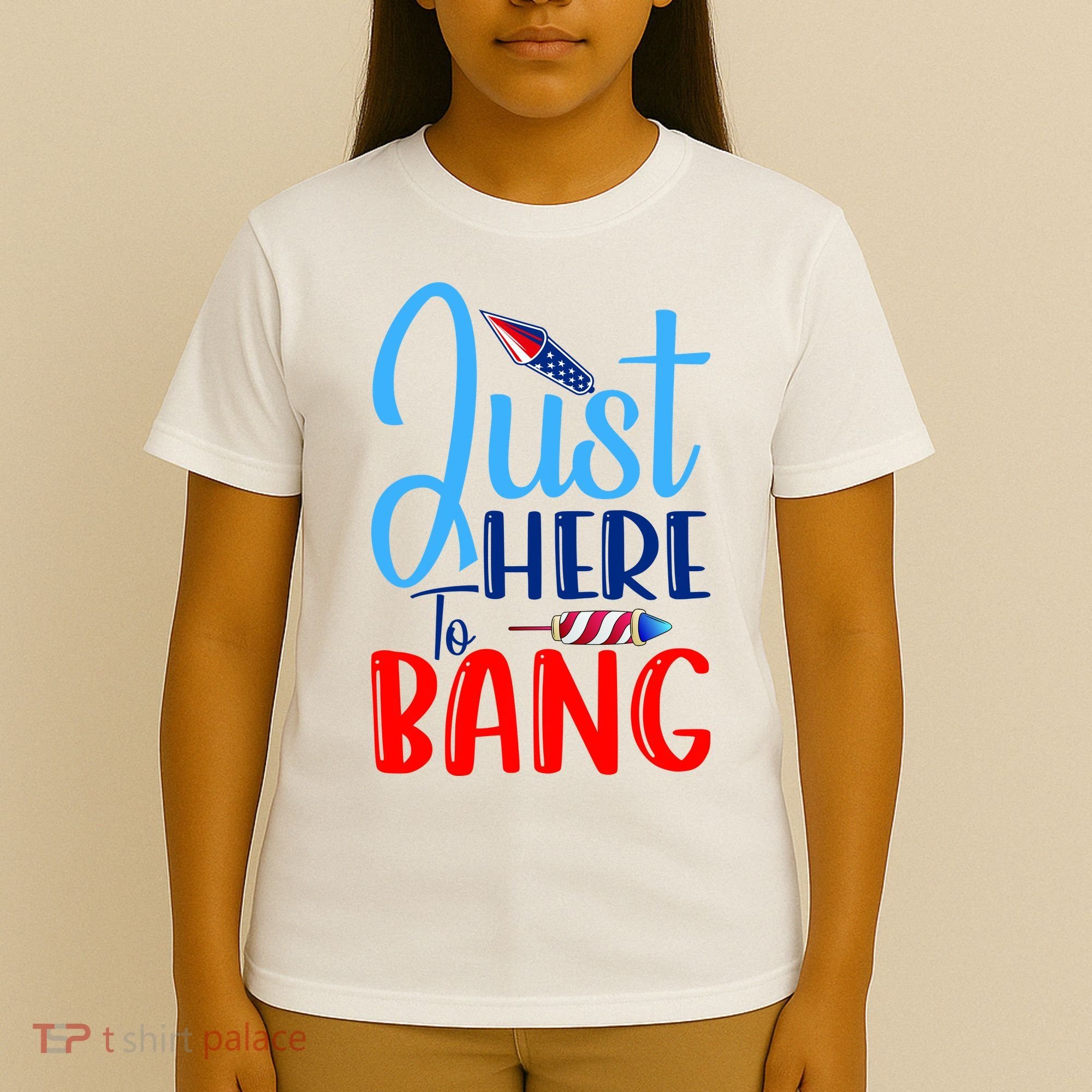 Funny Just Here To Bang Funny 4th Of July USA Merica America T-Shirt