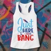 Funny Just Here To Bang Funny 4th Of July USA Merica America Women's Tank Top thumb 3