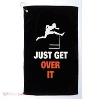 Funny Jumping Hurdles Just Get Over It Golf Towel thumb 0
