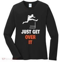Funny Jumping Hurdles Just Get Over It Women's Long Sleeve Shirt thumb 0