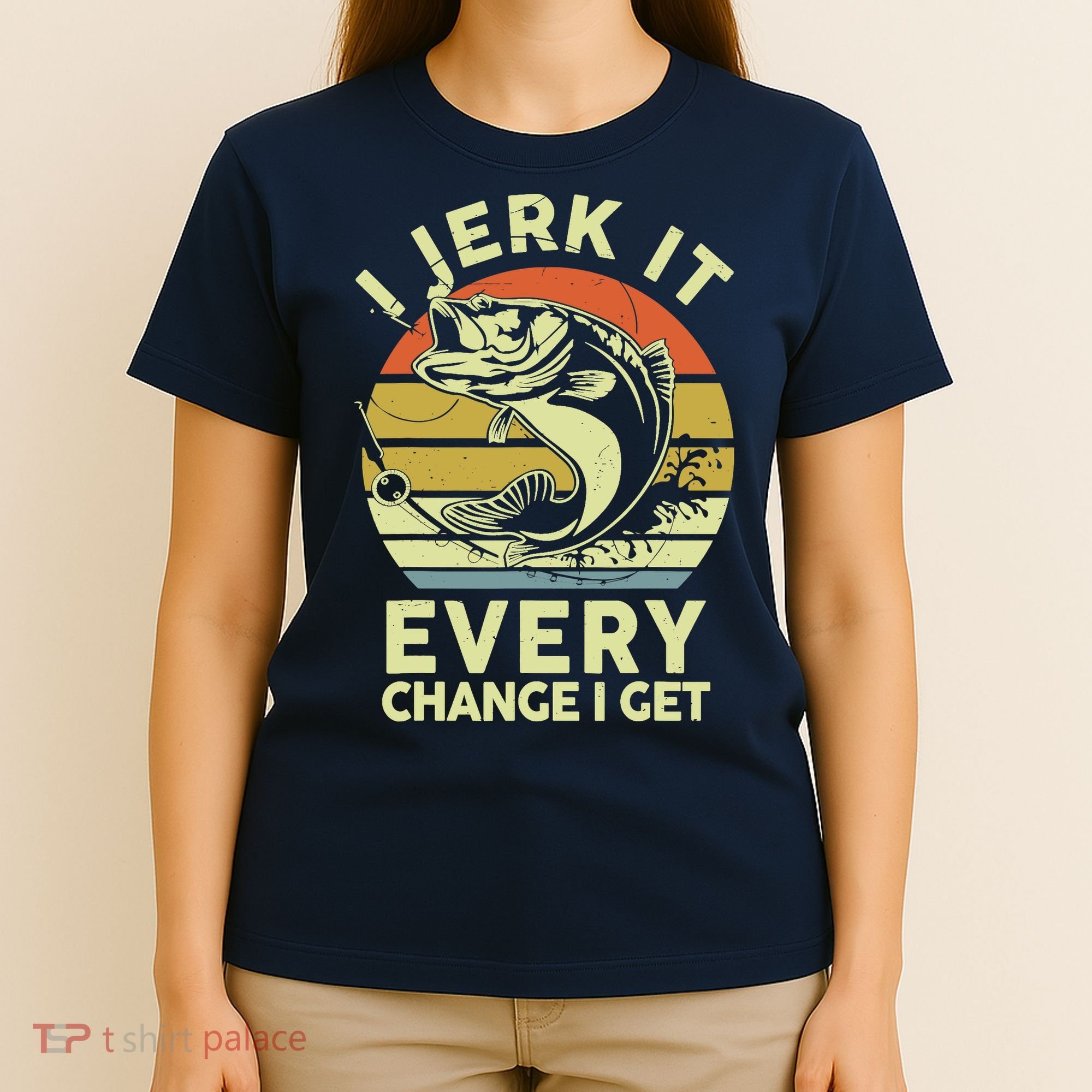 Fishingshirt Jerk It Every Chance I Get Bass Fish Funny Dad T-Shirt