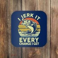 Fishingshirt Jerk It Every Chance I Get Bass Fish Funny Dad Coaster thumb 0