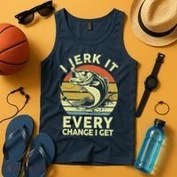 Fishingshirt Jerk It Every Chance I Get Bass Fish Funny Dad Tank Top thumb 4