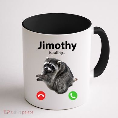 Funny Jimothy Is Calling Raccoon Viral Meme Coffee Mug back