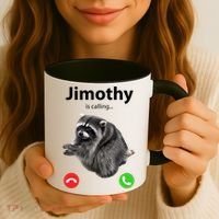 Funny Jimothy Is Calling Raccoon Viral Meme Coffee Mug thumb 3