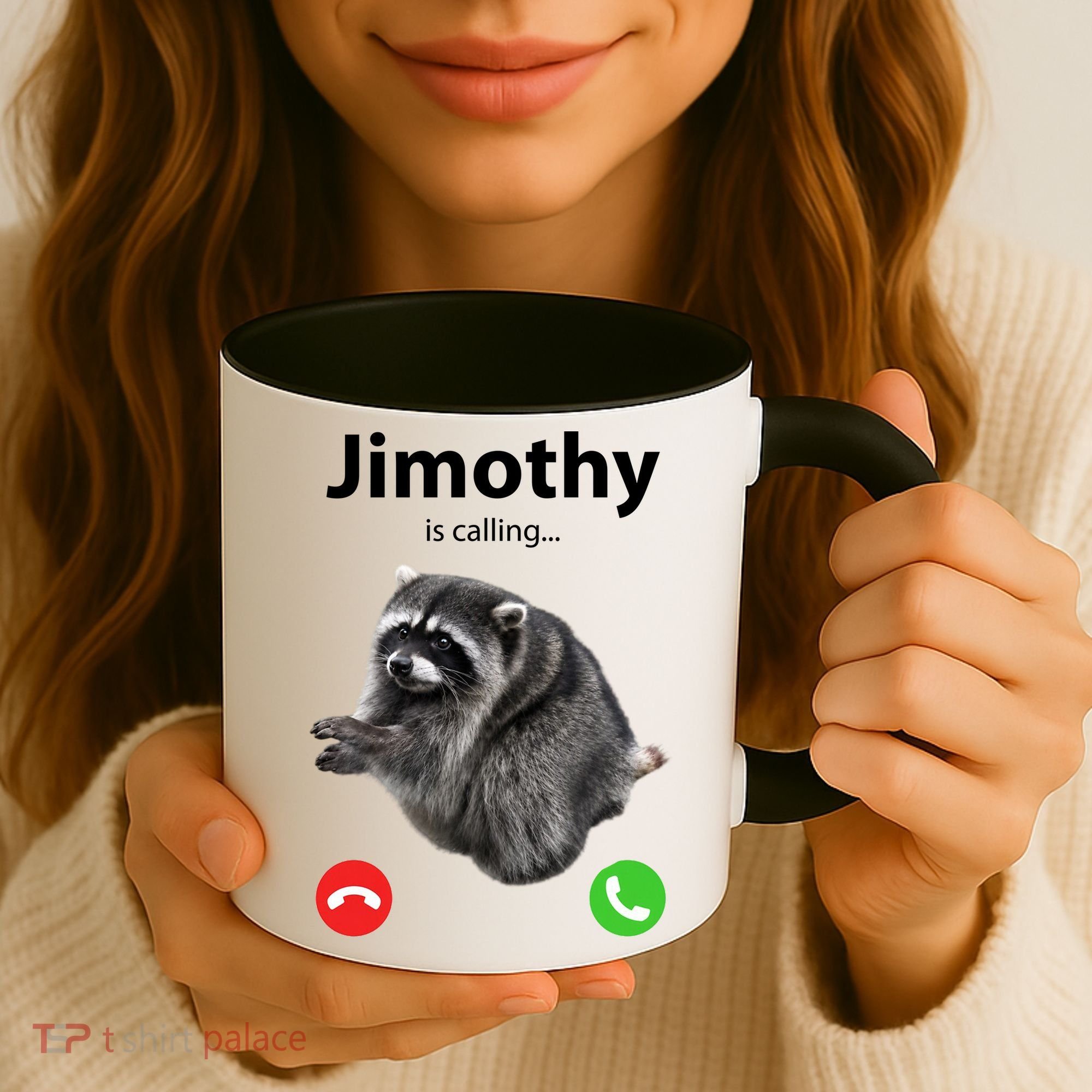 Funny Jimothy Is Calling Raccoon Viral Meme Coffee Mug