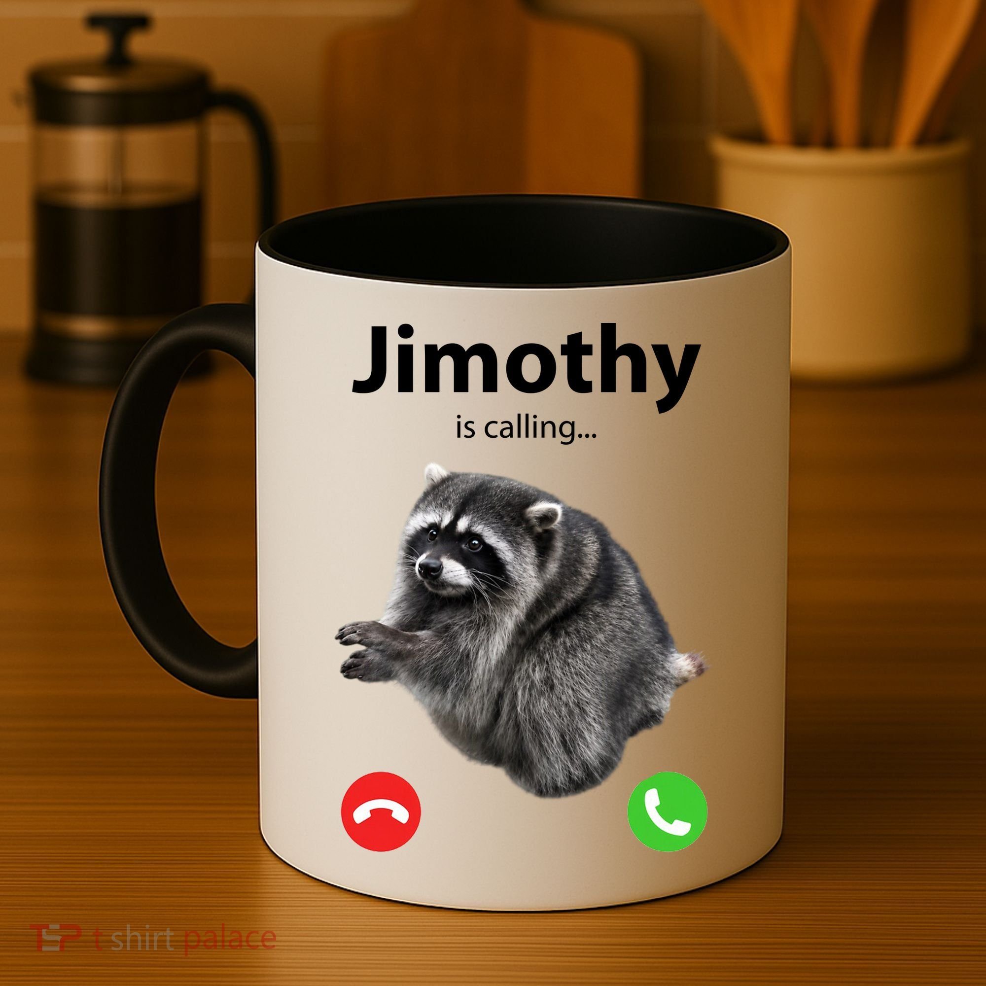Funny Jimothy Is Calling Raccoon Viral Meme Coffee Mug