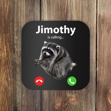 Funny Jimothy Is Calling Raccoon Viral Meme Coaster