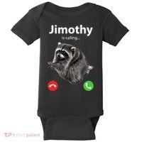 Funny Jimothy Is Calling Raccoon Viral Meme Baby Bodysuit thumb 0
