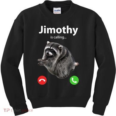 Funny Jimothy Is Calling Raccoon Viral Meme Kids Sweatshirt