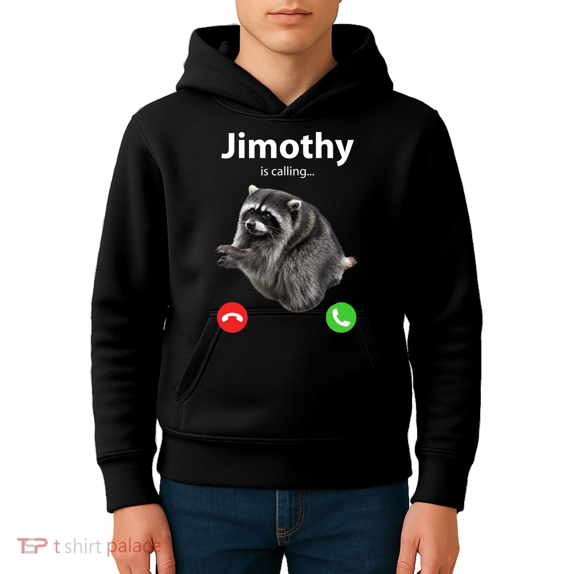 Funny Jimothy Is Calling Raccoon Viral Meme Kids Hoodie