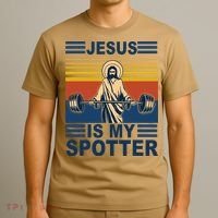 Fitness Jesus Is My Spotter Vintage T-Shirt thumb 3