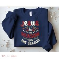 Festive Jesus Is The Reason For The Season Sweatshirt thumb 2