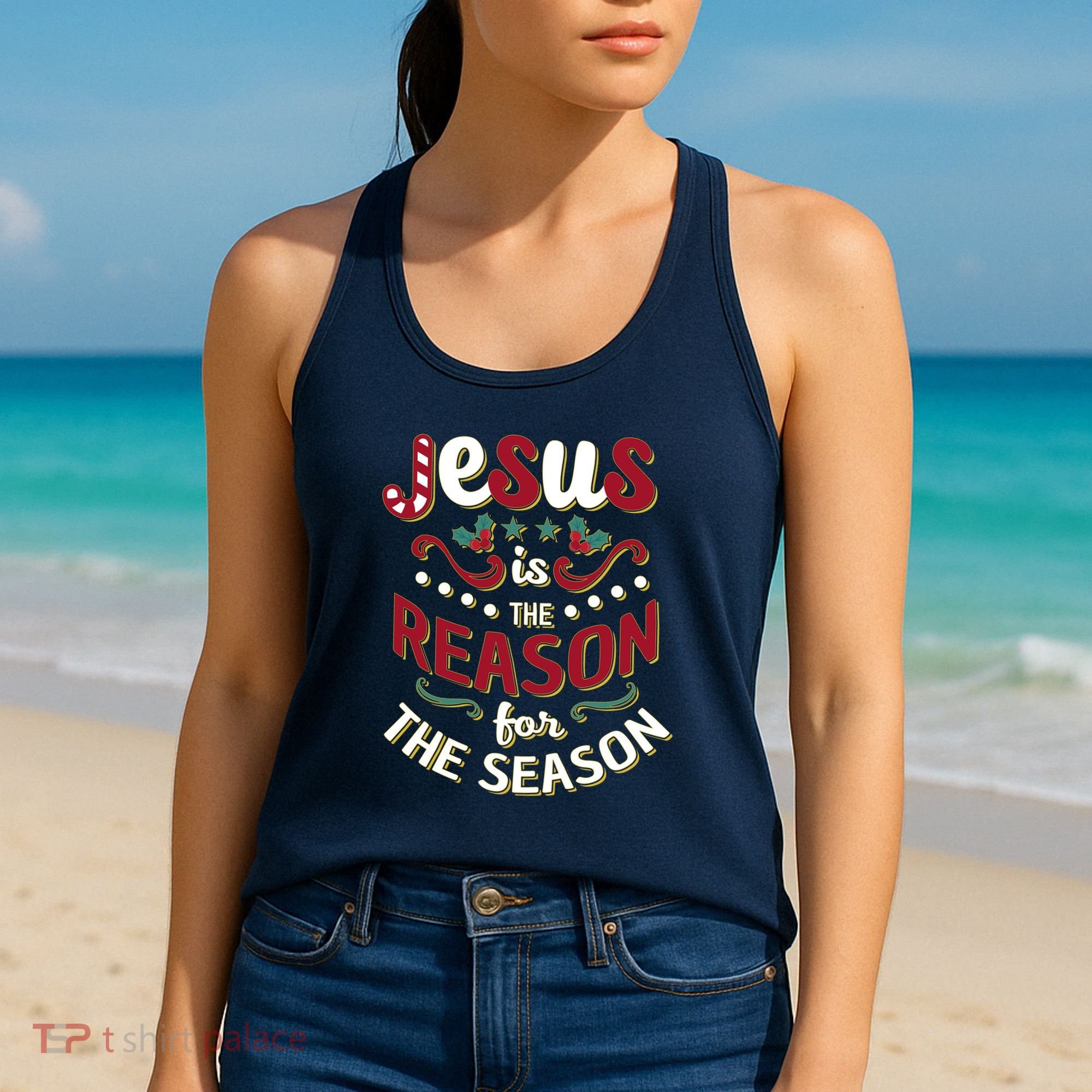 Festive Jesus Is The Reason For The Season Women's Tank Top