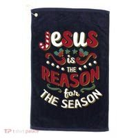 Festive Jesus Is The Reason For The Season Golf Towel thumb 0