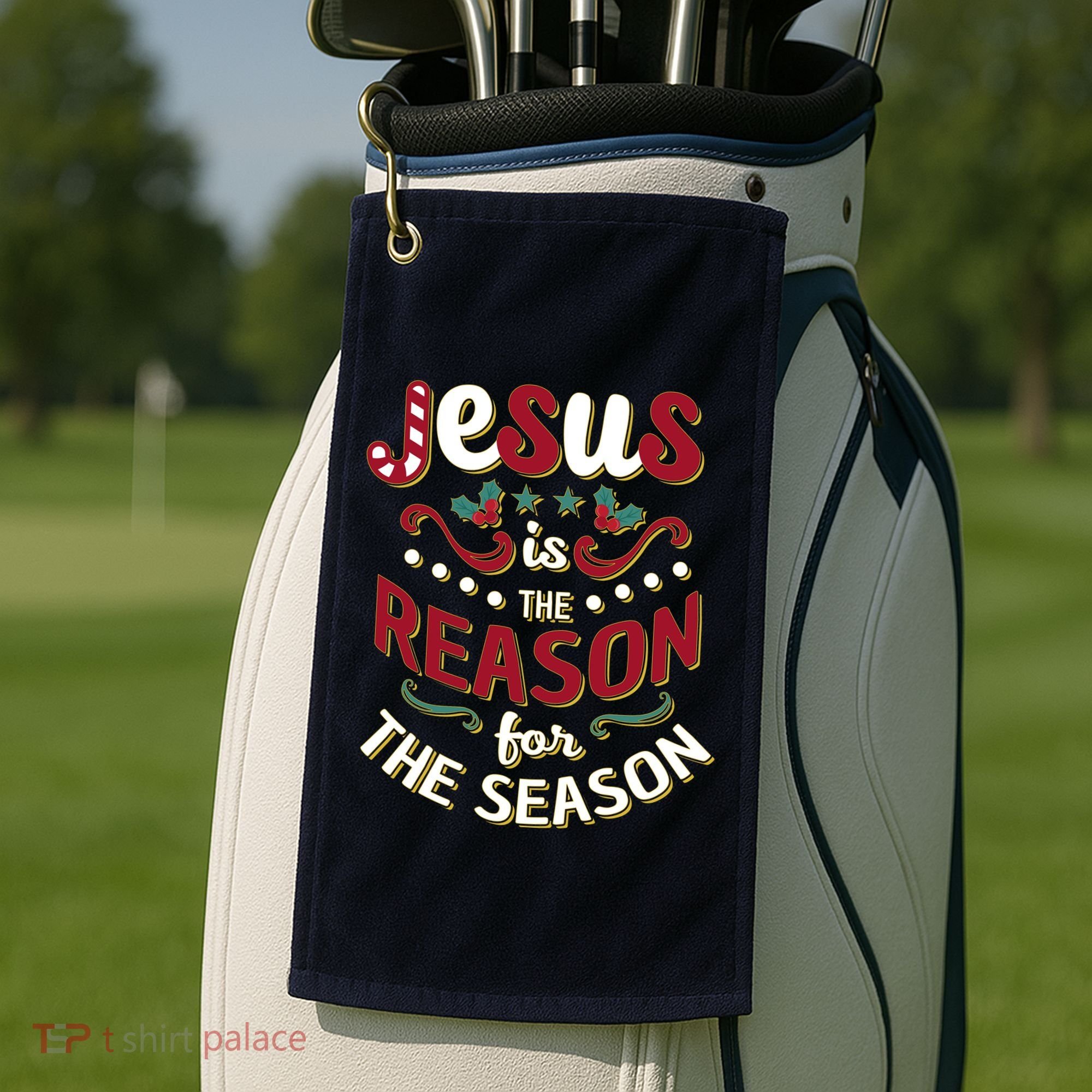 Festive Jesus Is The Reason For The Season Golf Towel