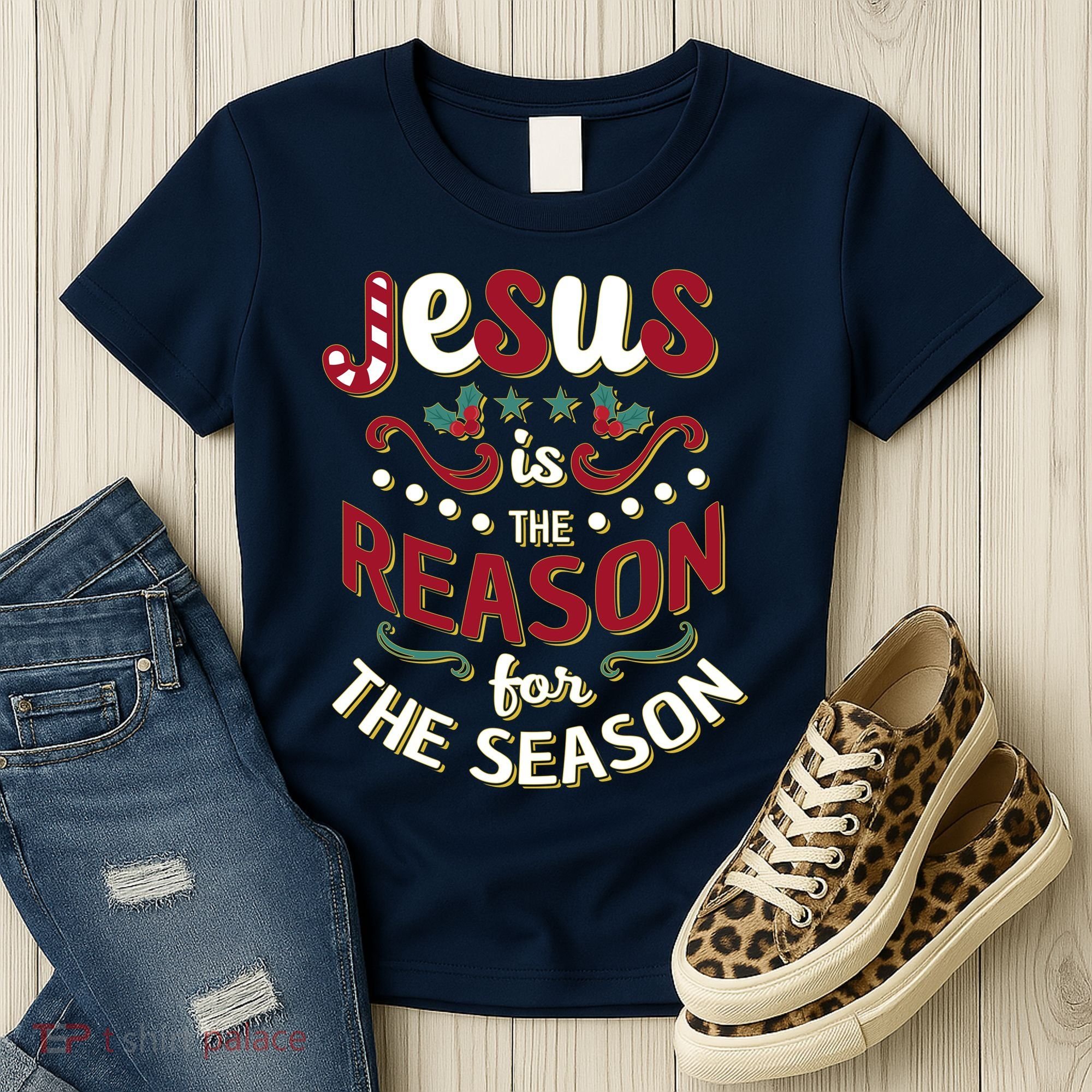 Festive Jesus Is The Reason For The Season Women's T-Shirt
