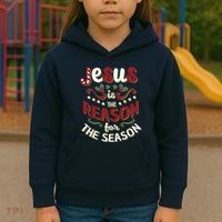Festive Jesus Is The Reason For The Season Kids Hoodie thumb 3