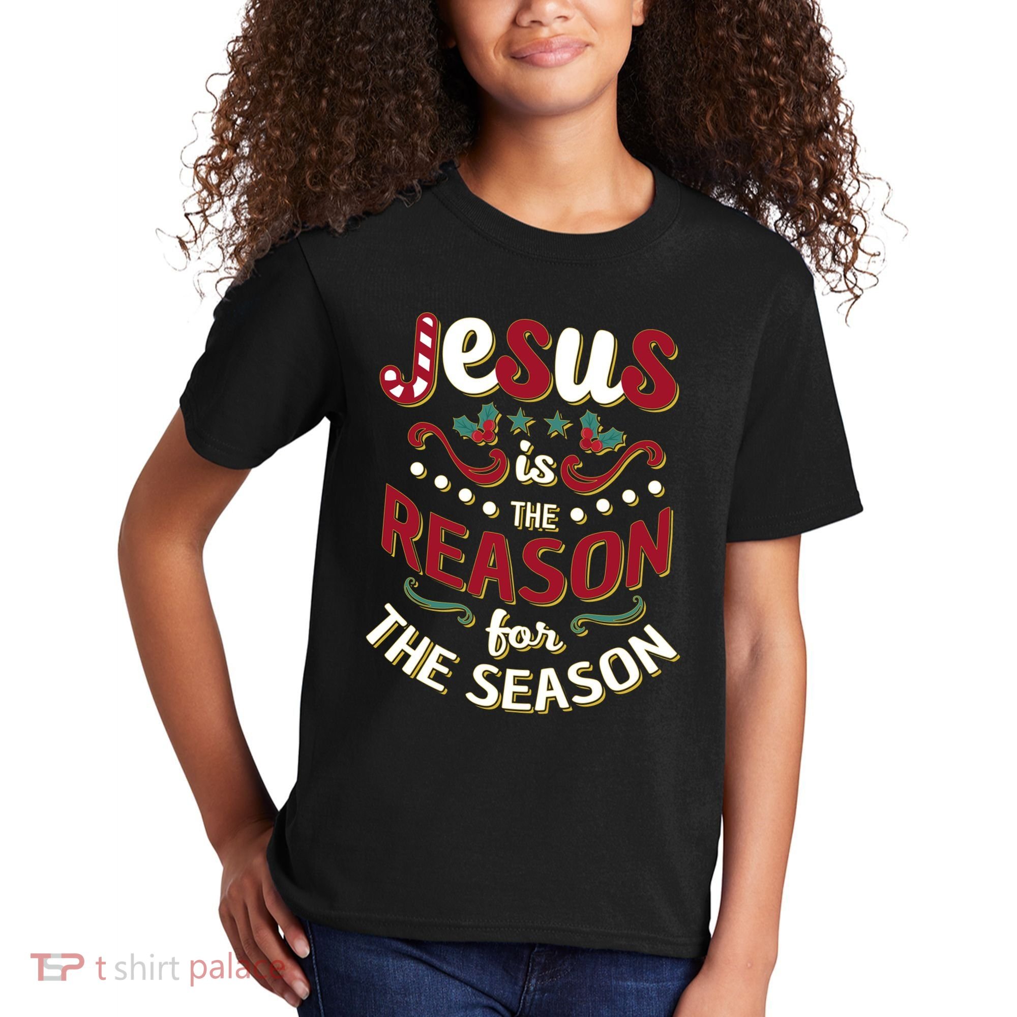 Festive Jesus Is The Reason For The Season Kids T-Shirt