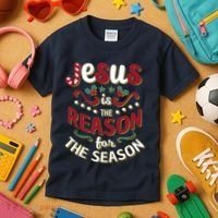 Festive Jesus Is The Reason For The Season Kids T-Shirt thumb 3