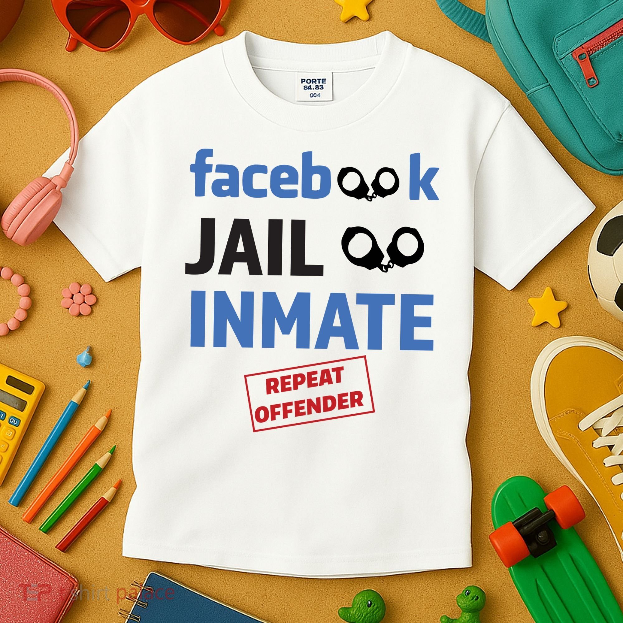 Facebook Jail Inmate Repeat Offender Kids T-Shirt