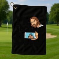 Funny Jesus IM Telling Dad Religious Golf Towel thumb 1