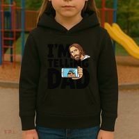 Funny Jesus IM Telling Dad Religious Kids Hoodie thumb 3