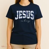 Floral Jesus Is King Toile De Jouy Christian Faith T-Shirt thumb 4