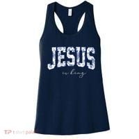 Floral Jesus Is King Toile De Jouy Christian Faith Women's Tank Top thumb 0