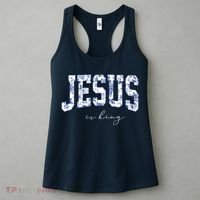 Floral Jesus Is King Toile De Jouy Christian Faith Women's Tank Top thumb 3